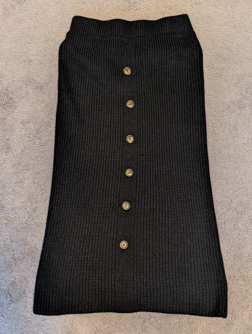 SHEIN Black Button-Front Knit Midi Skirt